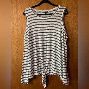 INC Cold Shoulder Long-Sleeve Sparkle Striped Tie Sweater